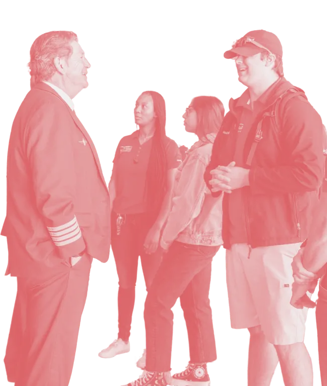 Thrust Flight student talking to a captain