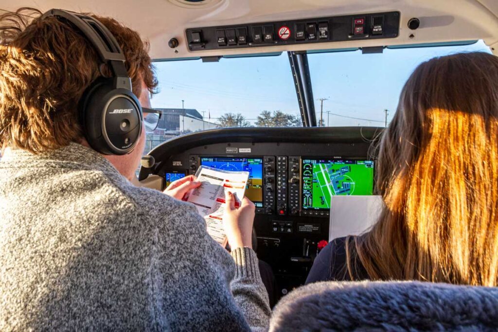 Instructor going over the preflight checklist