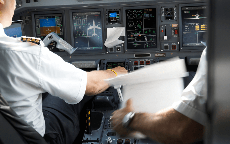 Pilots reviewing their schedule.