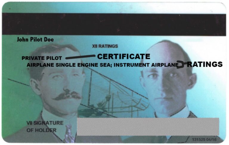 Example of a pilot license