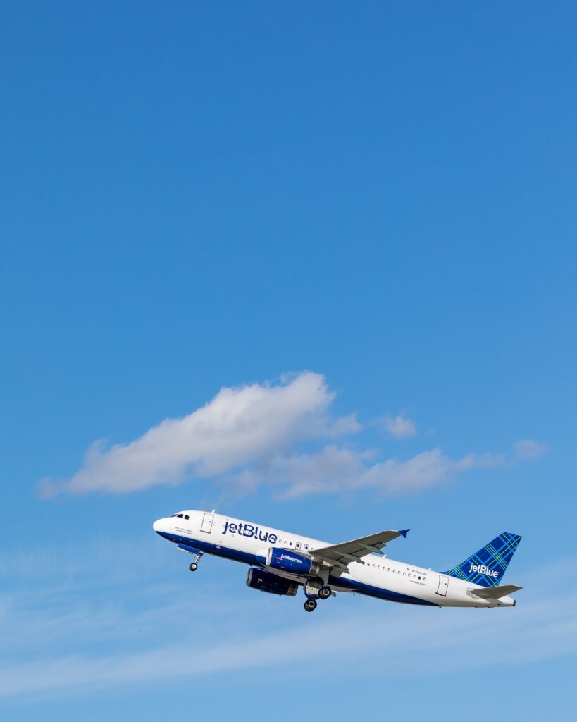 JetBlue aircraft taking off