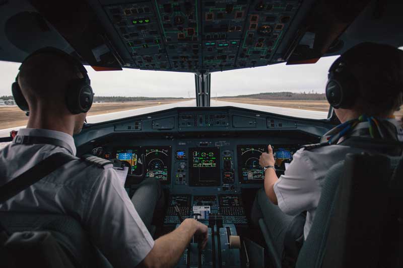 Flight instructor in jet