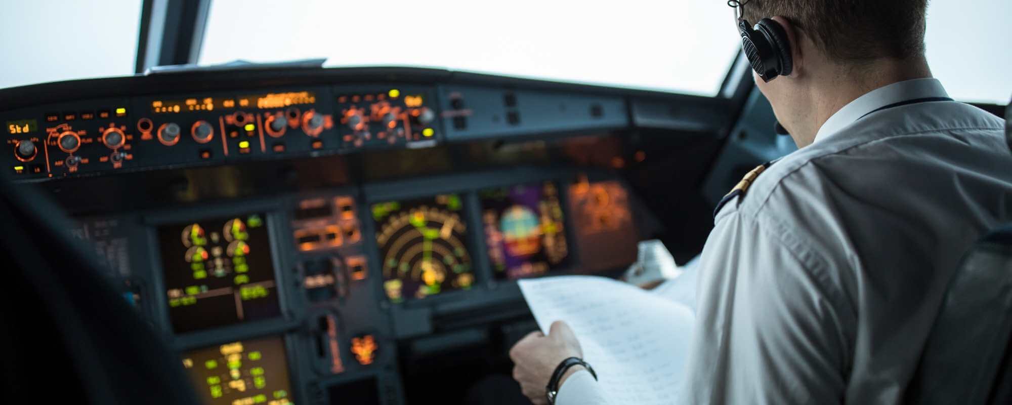 Pilot in cockpit